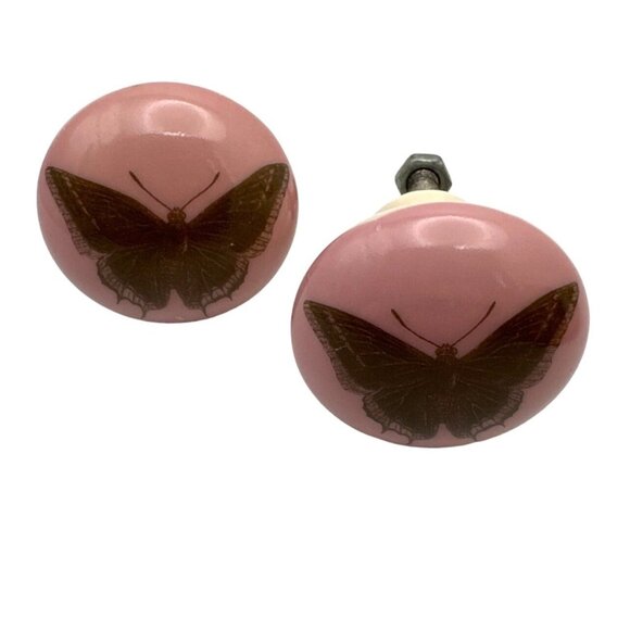 Whimsical Pink Butterfly Door Cabinet Knobs Fixture 2"x2" Resin Drawer Door Pull - Picture 5 of 5